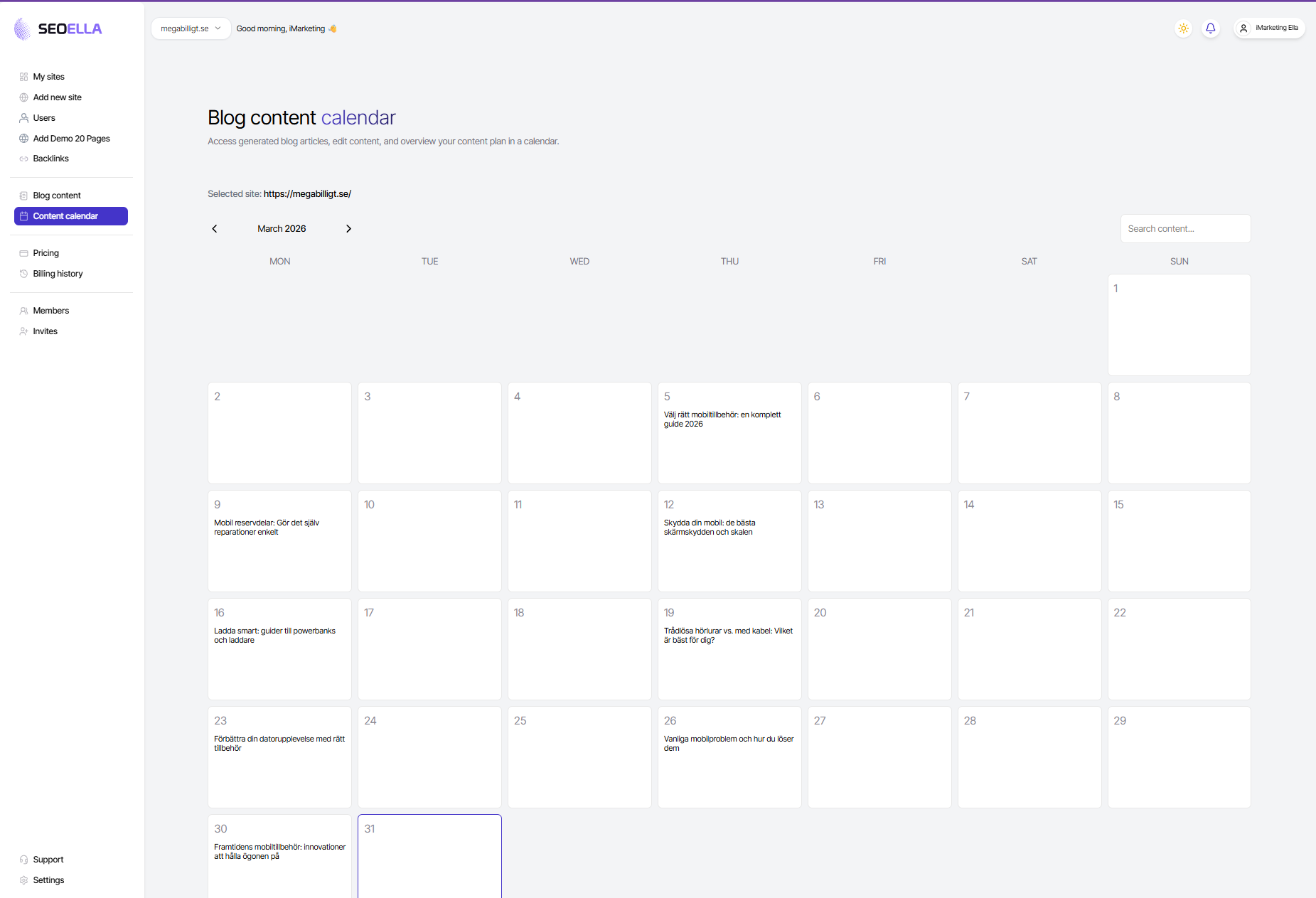 Calendrier de blog Seoella